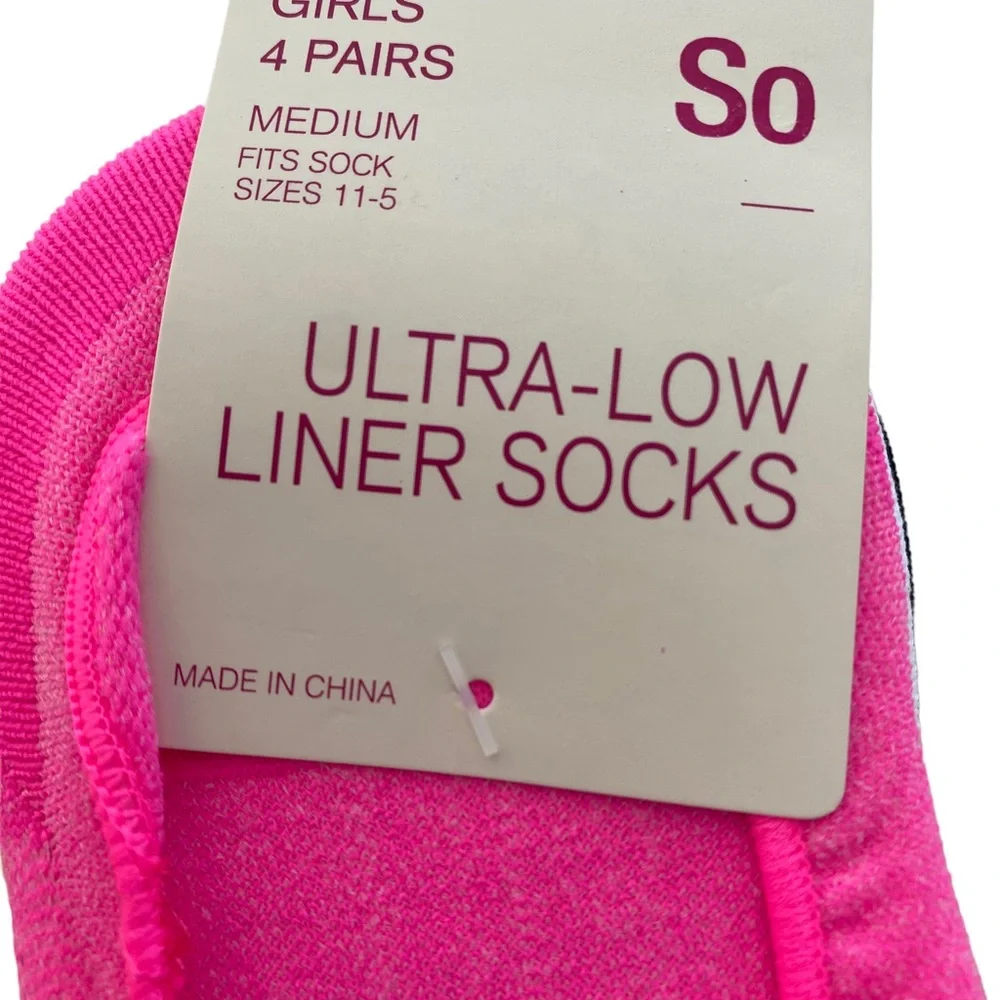 SO Girl’s 8 Pairs Ultra-Low Liner Socks  Size: M